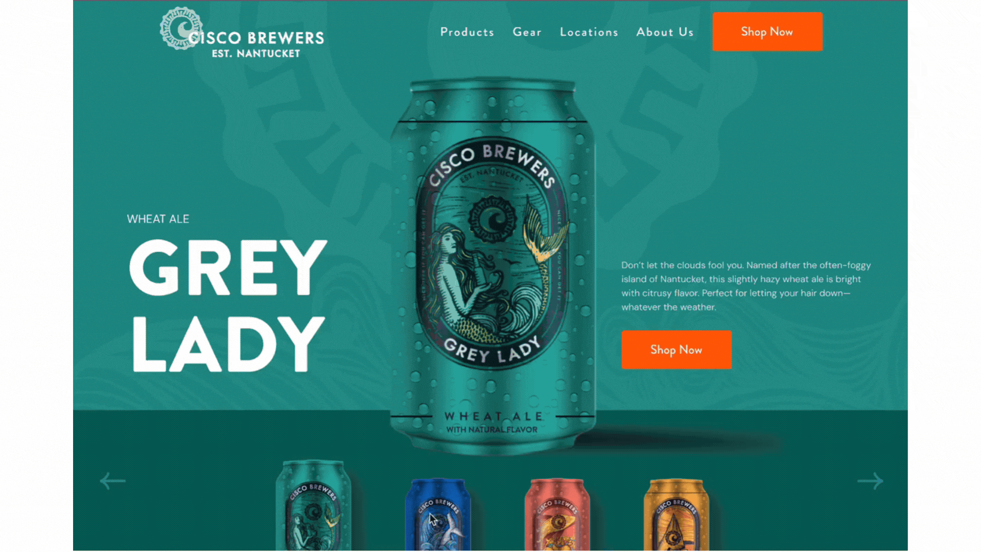 clickable prototype of cisco brewers website showing rotating beer cans
