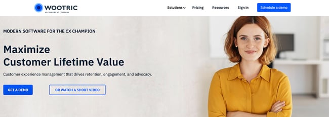 Customer feedback tools- Wootric’s home page