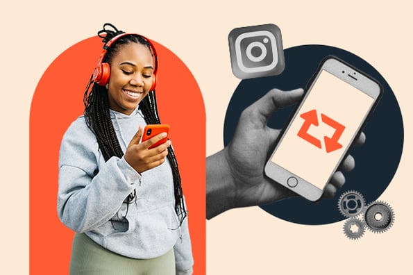 A self-marketer reposting an image on Instagram to increase brand engagement.